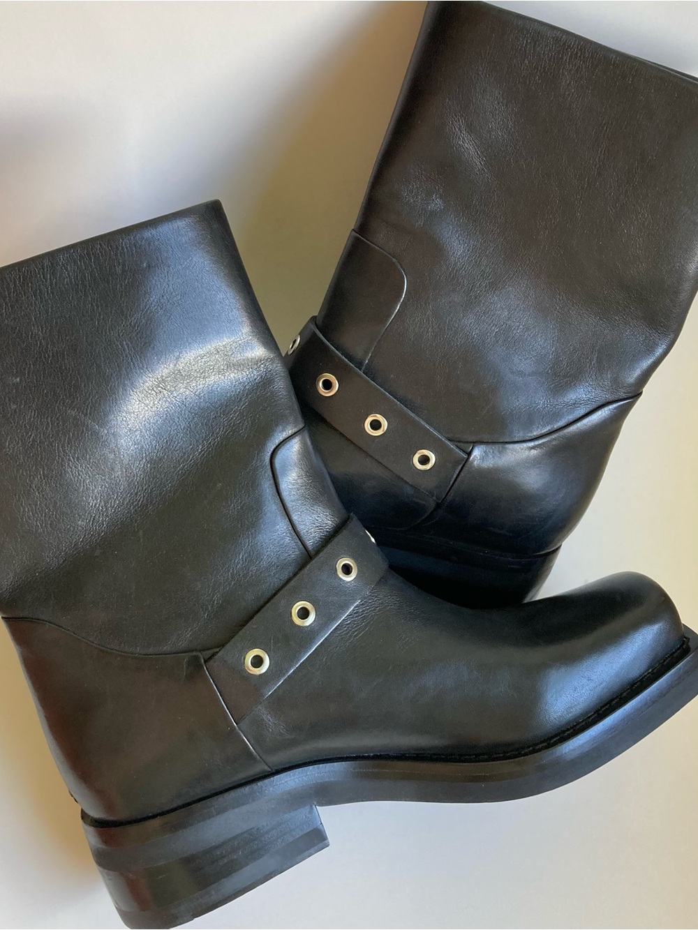 Rag & Bone Jax Black Leather Square Toe Chunky Moto Buckle Boots, NWOB Sz 39.5/9 - Picture 4 of 16
